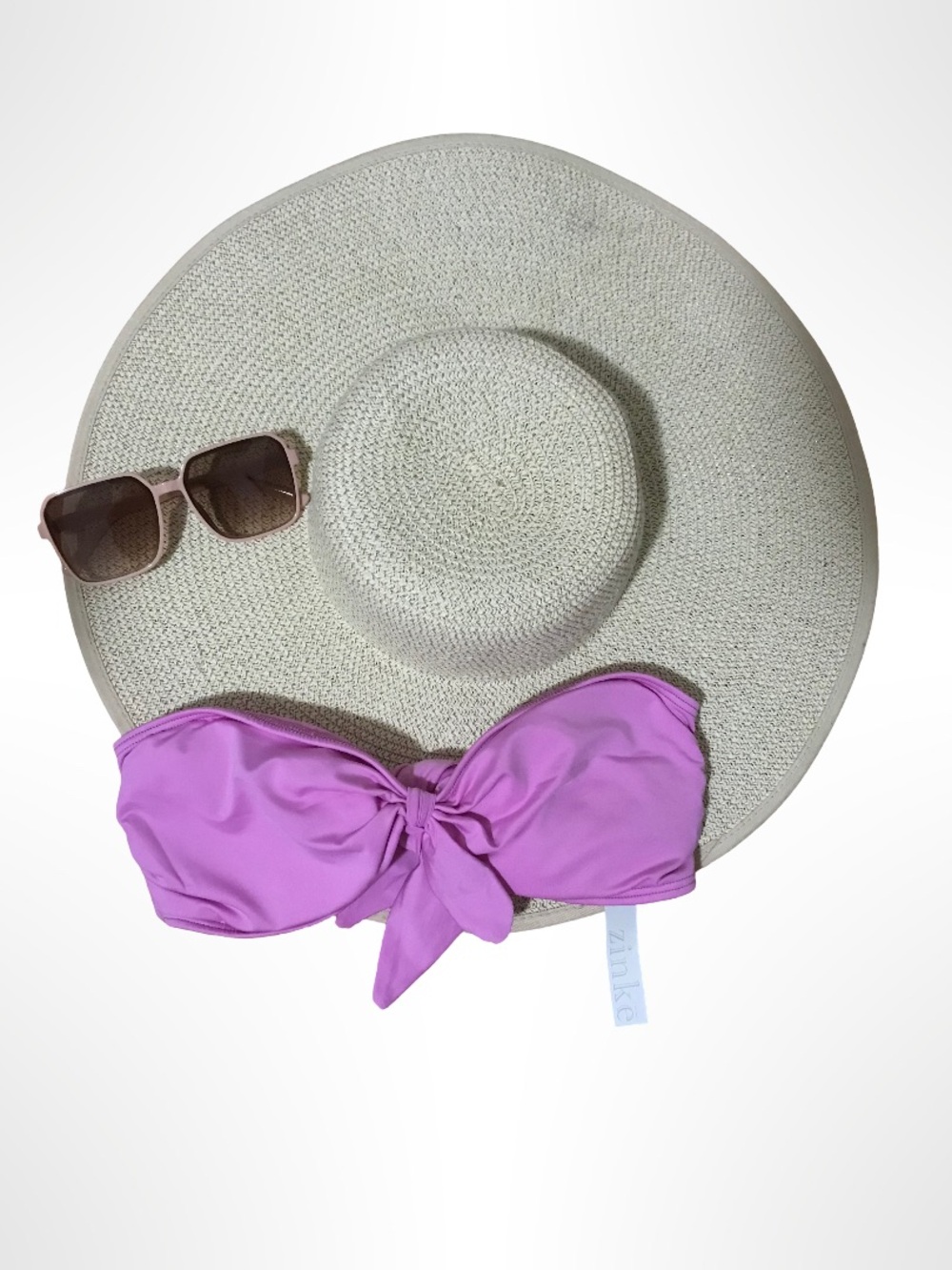 Zinke Pink Bandeau Bikini Top